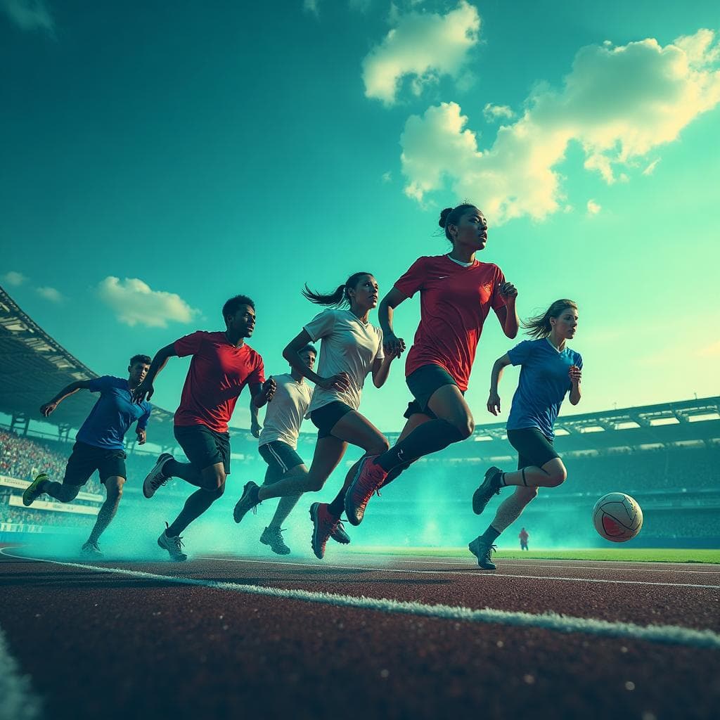 Athletes training on track